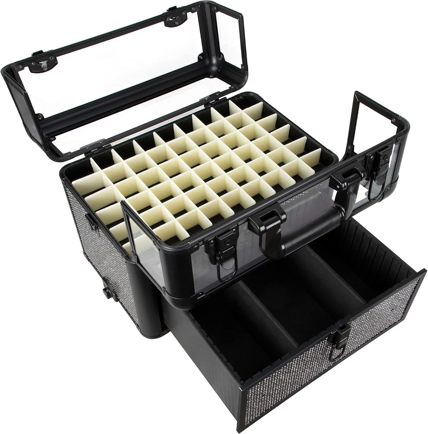 VER Beauty Rolling Train Makeup Cases Nail Artist Cases Nail Polish Holders Drawers Compartment in Black Crystal : Beauty & Personal Care