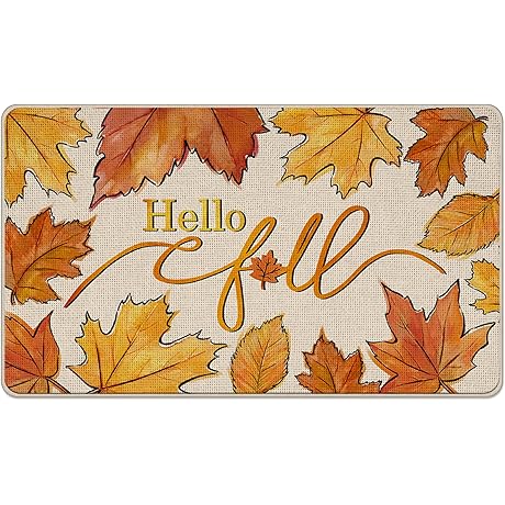 Hello Fall Welcome Doormat Indoor Outdoor 17x29 Inch