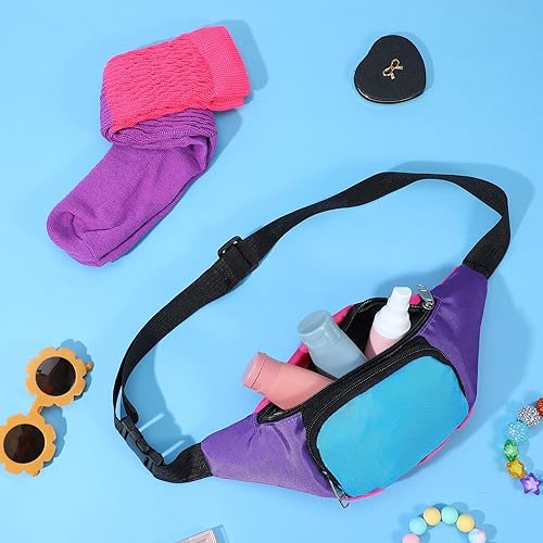 Miniatura 8 de Riñonera de neón de los años 80 con calcetines de pelo de bloques de color, riñoneras retro para mujeres y hombres, accesorios de los años 80, bolsa