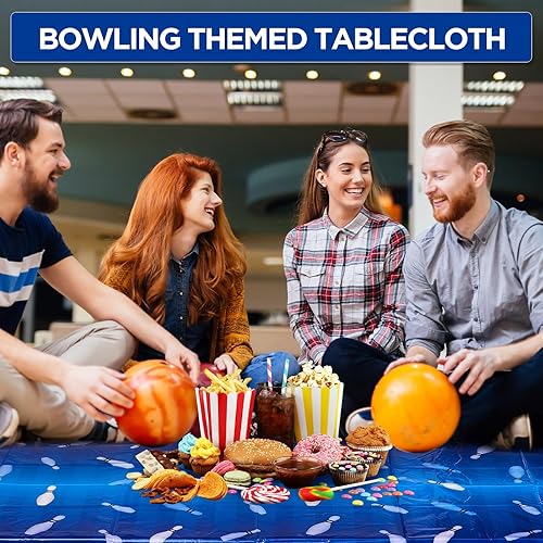 Miniatura 4 de Mantel rectangular para fiesta de bolos, 51 x 87 pulgadas, impermeable, decoración de fiesta de bolos, suministros de plástico para fiesta de