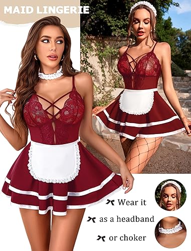 Miniatura 5 de Avidlove Sexy French Maid Babydoll Vestido de lencería Cosplay