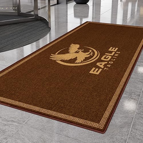 Miniatura 1 de MAOVOT Tapetes personalizados para interiores y exteriores, tapete de piso comercial con logotipo personalizado con respaldo de goma antideslizante