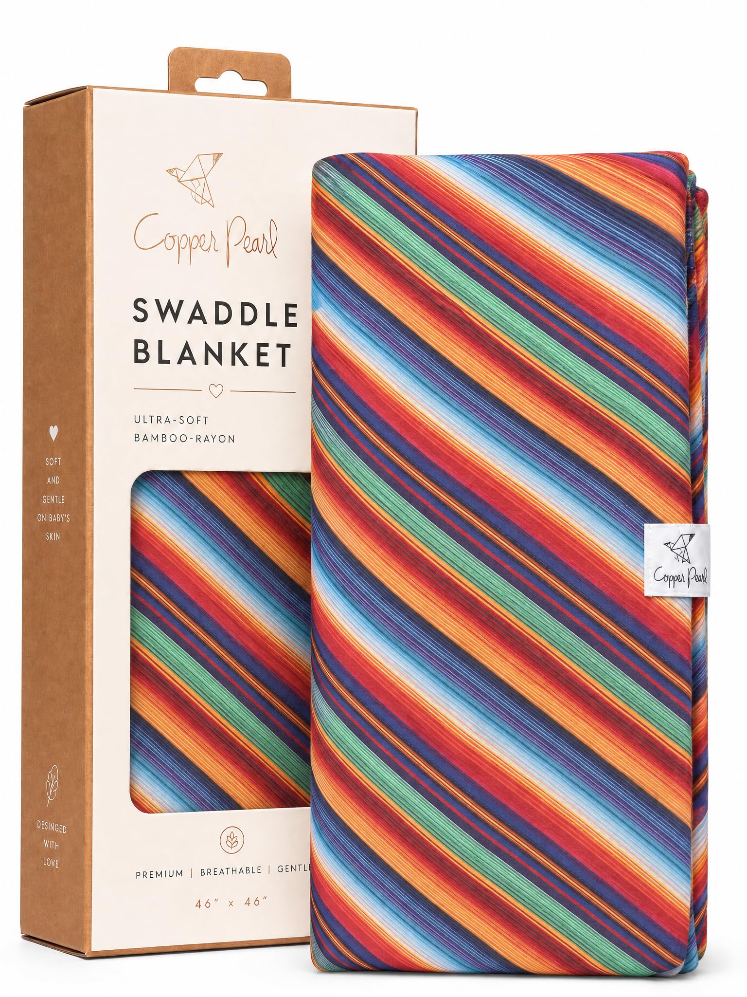 Copper Pearl Swaddle Blankets for Newborns | Soft Stretchy Receiving Blankets for Boys and Girls | Large 46 x 46 Inch Baby Blankets | Lightweight and Breathable Swaddles | Serape