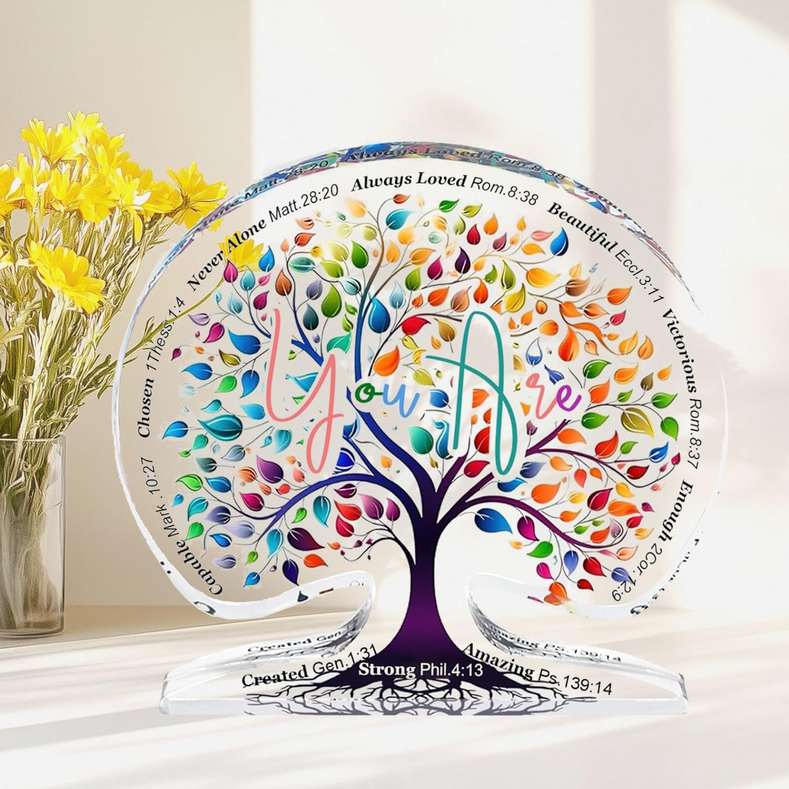 Christian Gifts for Women Birthday,Tree of Life,Inspirational Acrylic Keepsake for Religious Mom Friends Coworker, Encouragement Gift for Sister Bestie