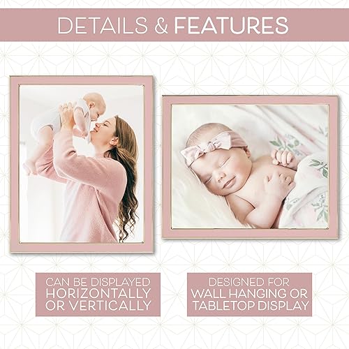 Miniatura 4 de Sheffield Home Marco de fotos de mesa, marco decorativo esmaltado de hierro para el hogar u oficina, 5 x 7 pulgadas, color rosa