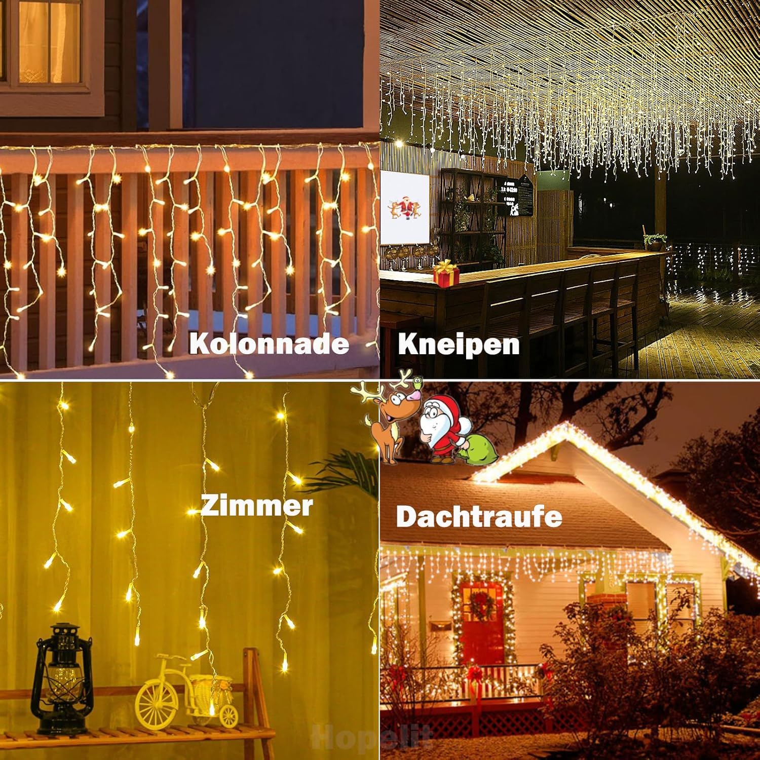 Catena Luminosa da Esterno, Cascata di Luci 15 m, 600 LED, Luce Bianca Calda, Impermeabile IP44, Spina UE, Timer e 8 Modalità di Illuminazione, per Natale, Feste, Giardino e Balcone
