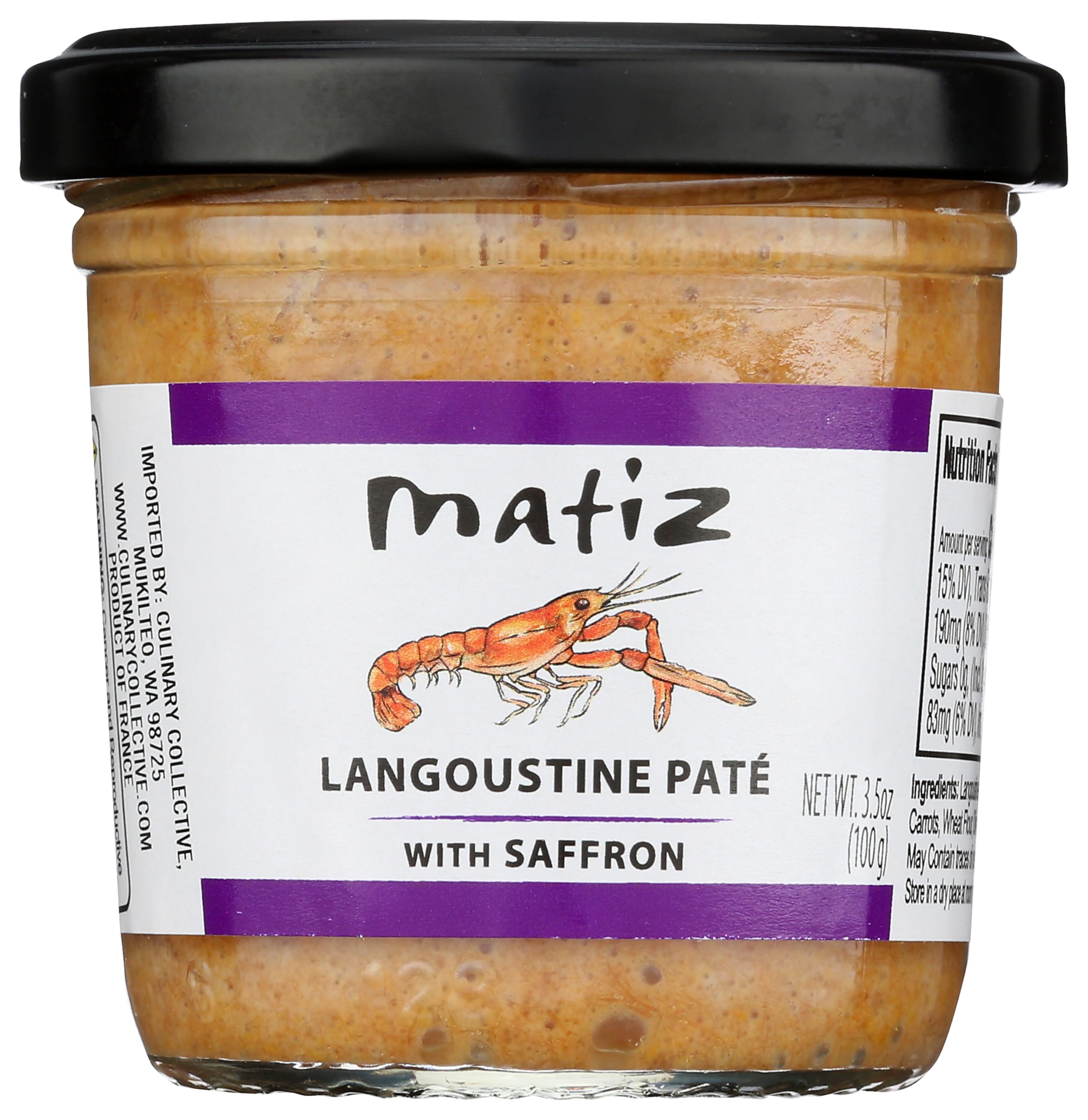 Matiz Langoustine & Saffron Seafood Pate - Gourmet Spread, Perfect for Dip, Salad, or Sandwich, Fresh, Wild-Caught Ingredients, 3.5 oz