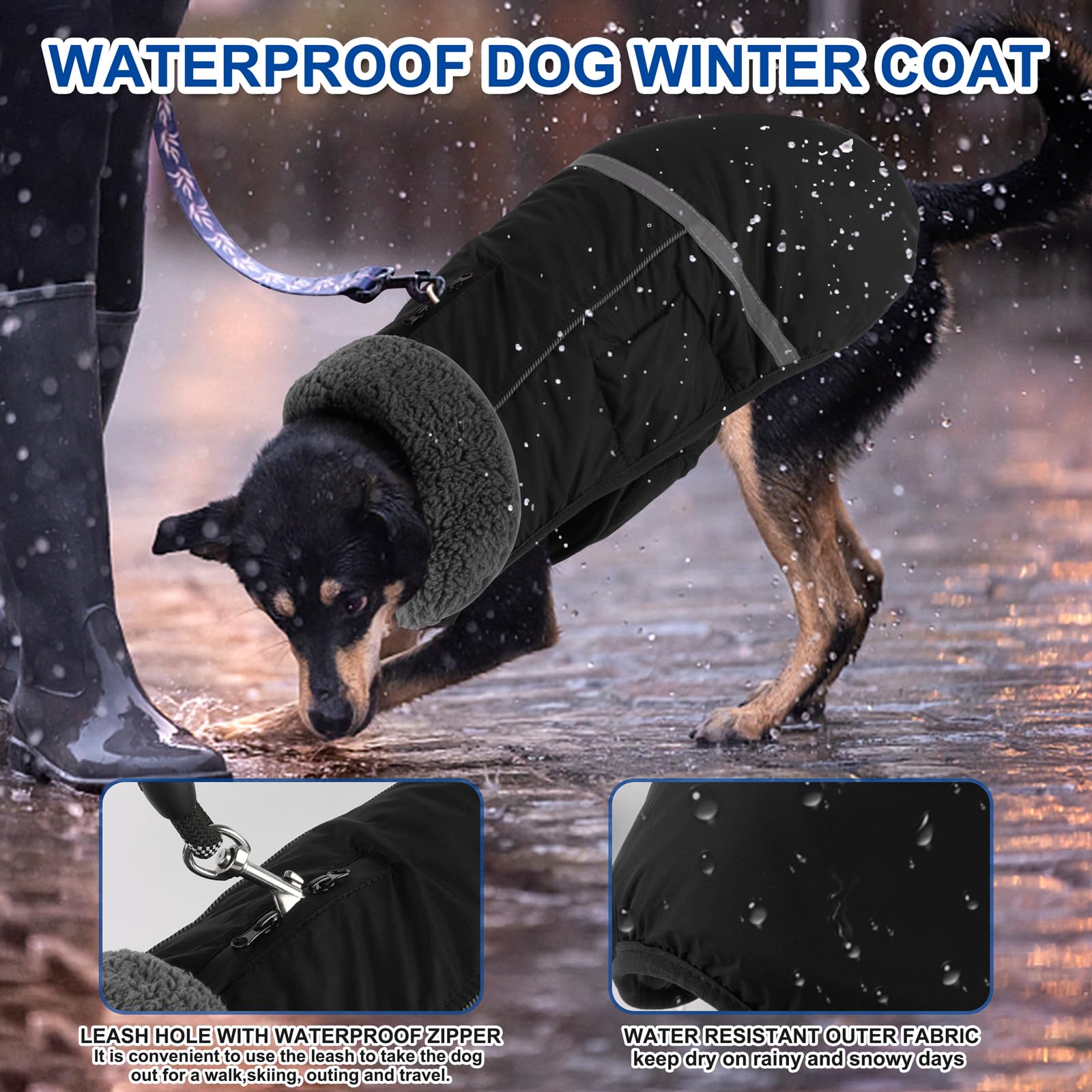 Doglay Cappottino per cani, impermeabile per animali domestici, per la stagione fredda, con colletto in pelliccia spessa, giacca invernale riflettente per cuccioli, calda fodera in pile, per animali