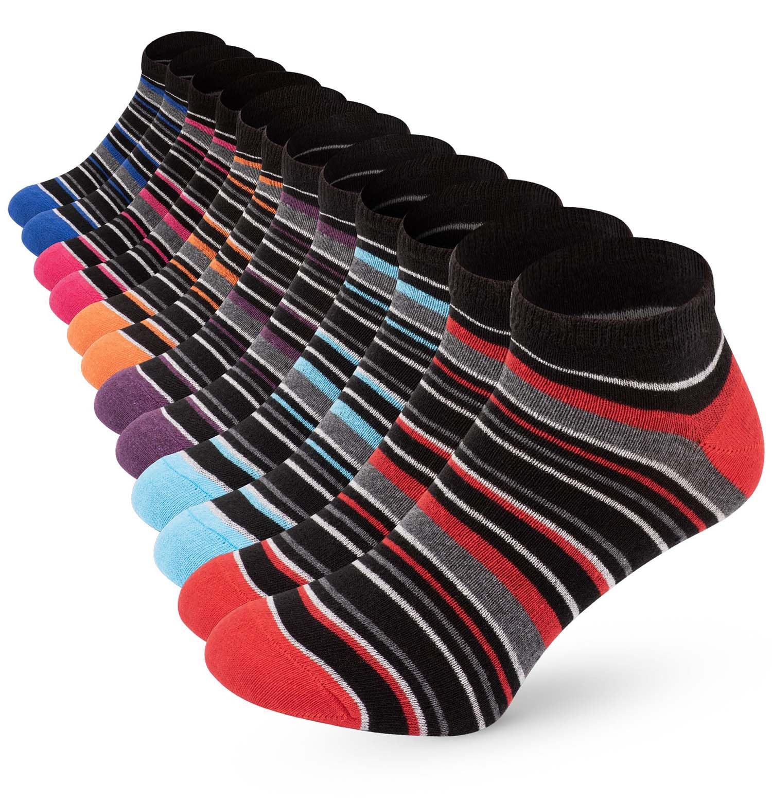 Bonjour Men's Design 2 12 Pairs Sport Performance Trainer Low Cut Socks - Size 6-11 (Design 2)