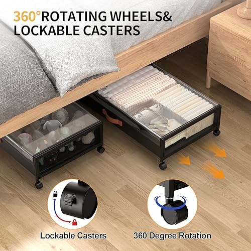 Miniatura 9 de Almacenamiento debajo de la cama con ruedas contenedores de almacenamiento debajo de la cama de 36 pulgadas de largo, gran capacidad de 54 litros