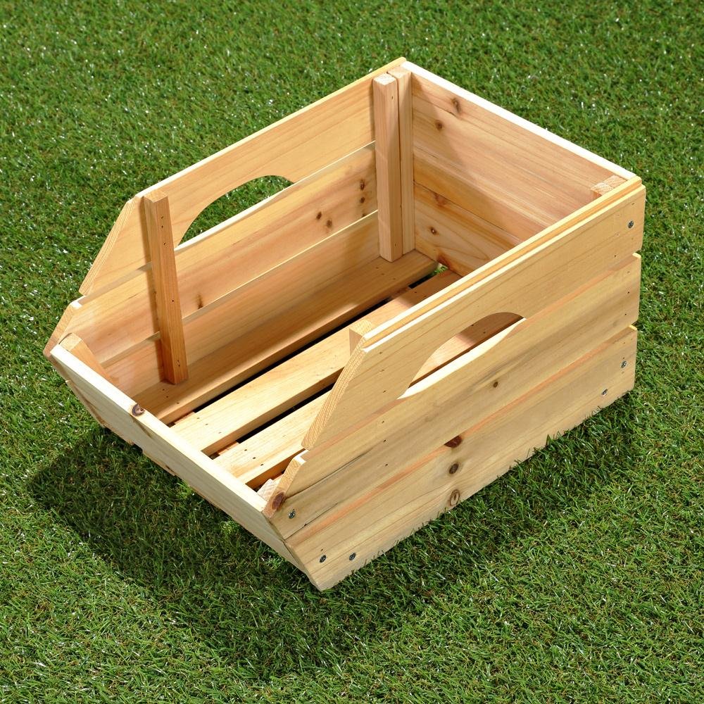 Mucola Holzkiste Obstkiste mit Griffen 3 Stück stapelbar 38x27x20 cm Natur | Kartoffelkiste Weinkiste aus Vollholz, für Kartoffeln, Obst und Gemüse, für Küche, Keller und Vorratskammer