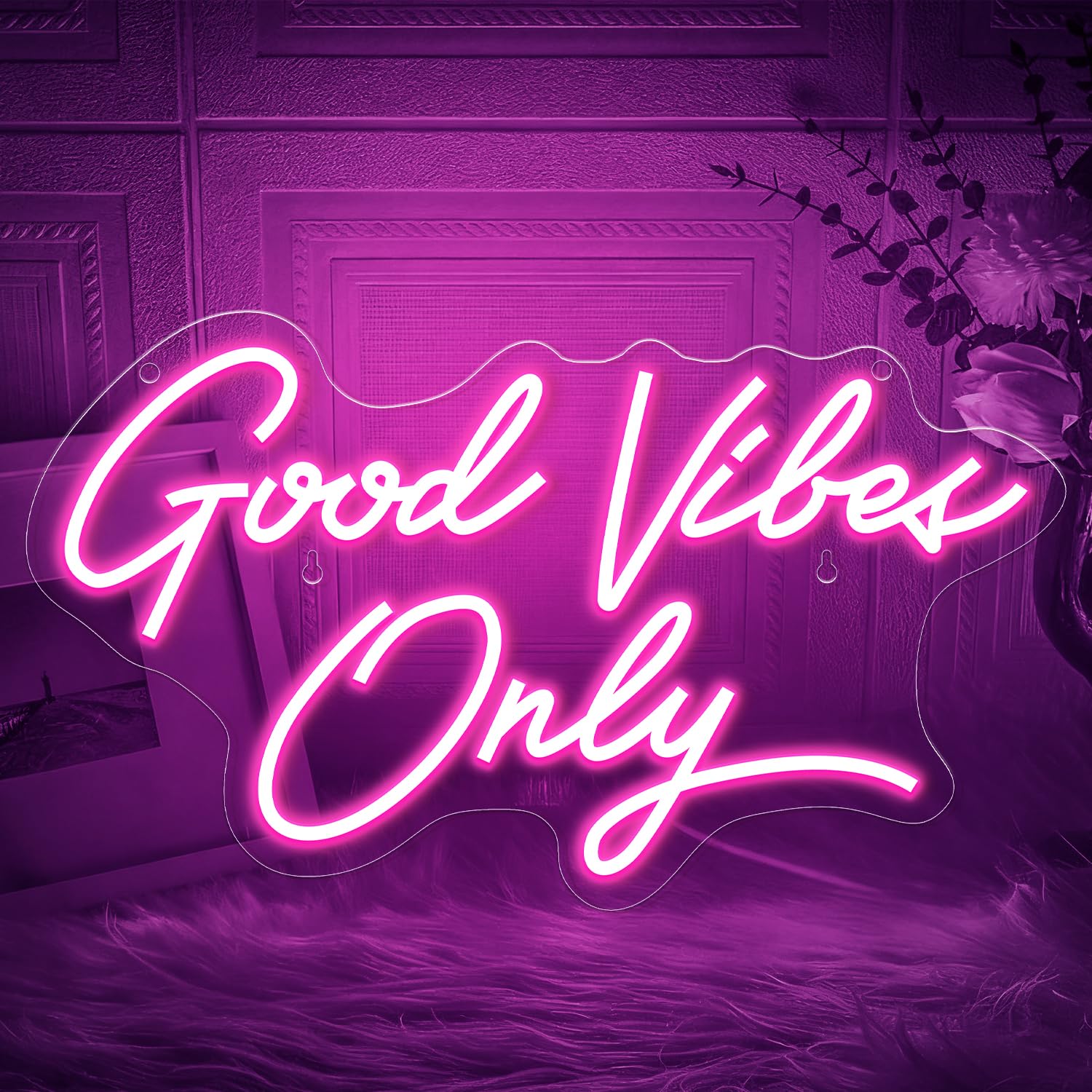 Timogift Good Vibes Only Neon Signs for Wall Decor, Pink LED Sign for Bedroom, Party, Bar, Salon, Room, Wall Decor, Wedding, Bar, Home, Girl Cave - Best Gifts for Christmas, Birthday