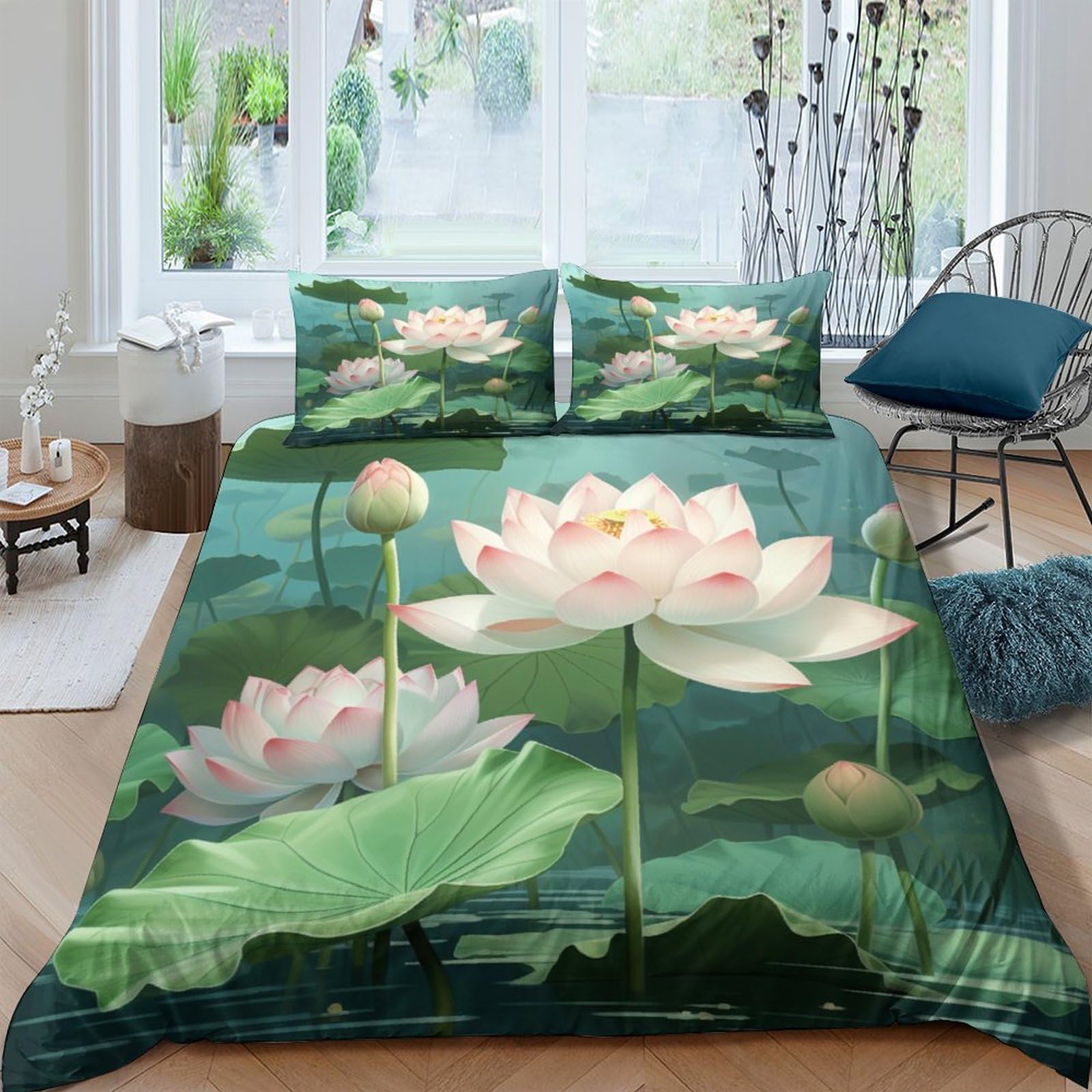 Housse de couette lotus respirante en microfibre premium ultra douce