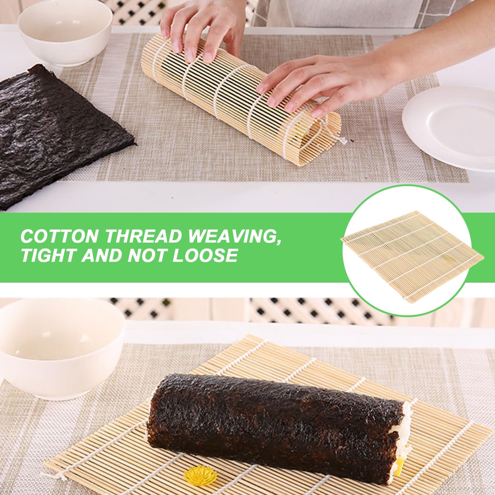 CYXZMYA Bambus Sushi Rollen Matte,24 * 24cm Rollmatte Im Japanischen  StilBambusVorhang,Bambus Rollmatte,Natrliche Rolling Matte fr Maki,  Anfnger Sushi Making Kit : Amazon.de: Kche, Haushalt & Wohnen