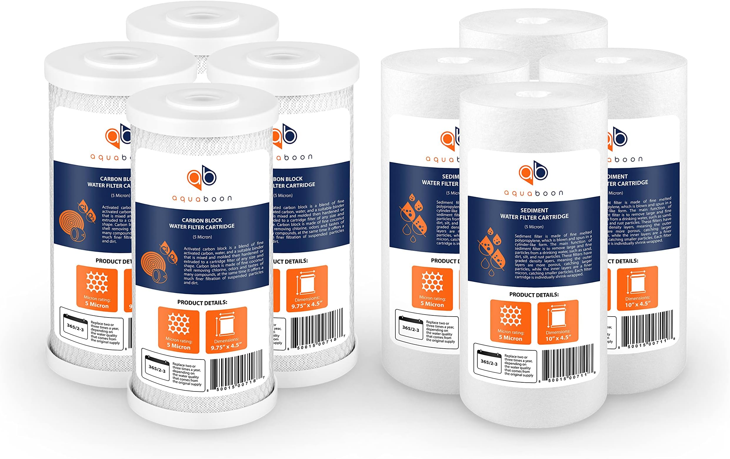 Big Blue CTO Carbon Block & Sediment 10"x4.5" Replacement Filter Cartridges Set