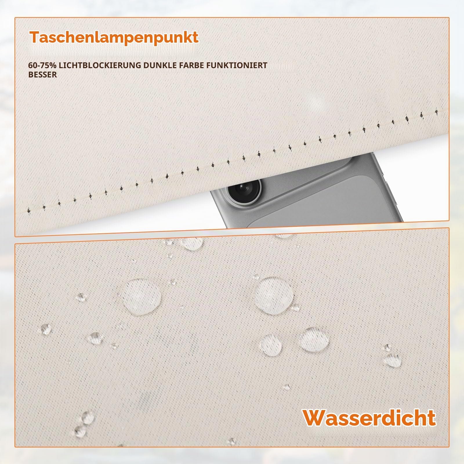 Outdoorvorhänge mit Ösen und Gewichteten H 243 x B 132 cm, 2 Stück Outdoor Gardinen Wasserdicht Pavillon und Terrasse, Außenvorhänge für Außenterrasse Veranda Pool Sonnenlicht, Beige