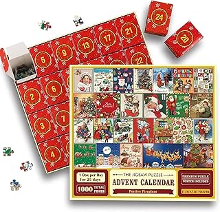 Christmas Advent Calendar Jigsaw Puzzle 1000pcs, Advent Calendar 2023 Christmas Jigsaw Puzzle, 25 Days Puzzles Countdown to Christmas, Christmas Puzzle Advent Calendar for Adult Kids
