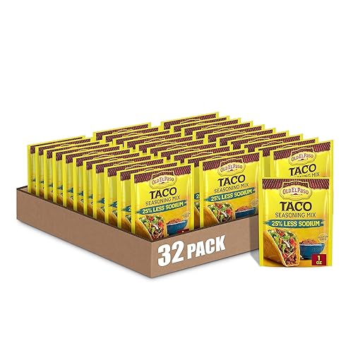Old El Paso Condimento para tacos, 25% menos de sodio, 1 onza (paquete de 32)
