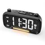 Digital Alarm Clock Radio with Bluetooth V5.0 Speaker, FM Clock Radio with Night Light,Type C&USB Charger,5-Level Dimmer,Adjustable Volume,12/24H,Snooze,Battery Backup, Loud Clock Radio for Bedroom