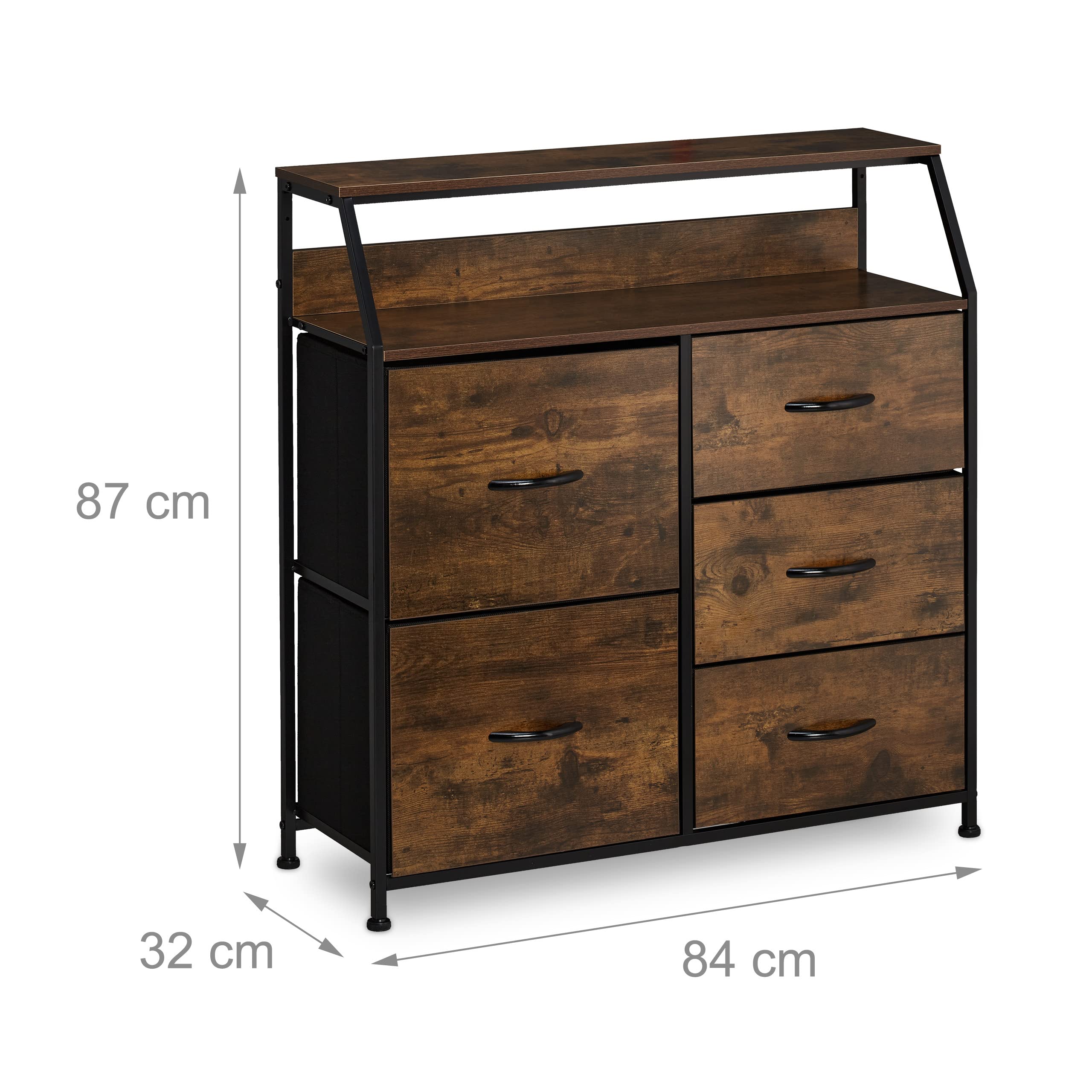 Relaxdays ladekast, 3 lades, 2 planken, boeken & decoratie, dressoir industrieel, HxBxD: 92 x 45 x 30 cm, bruin/zwart Relaxdays ladekast, 3 lades, 2 planken, boeken & decoratie, dressoir industrieel, HxBxD: 92 x 45 x 30 cm, bruin/zwart