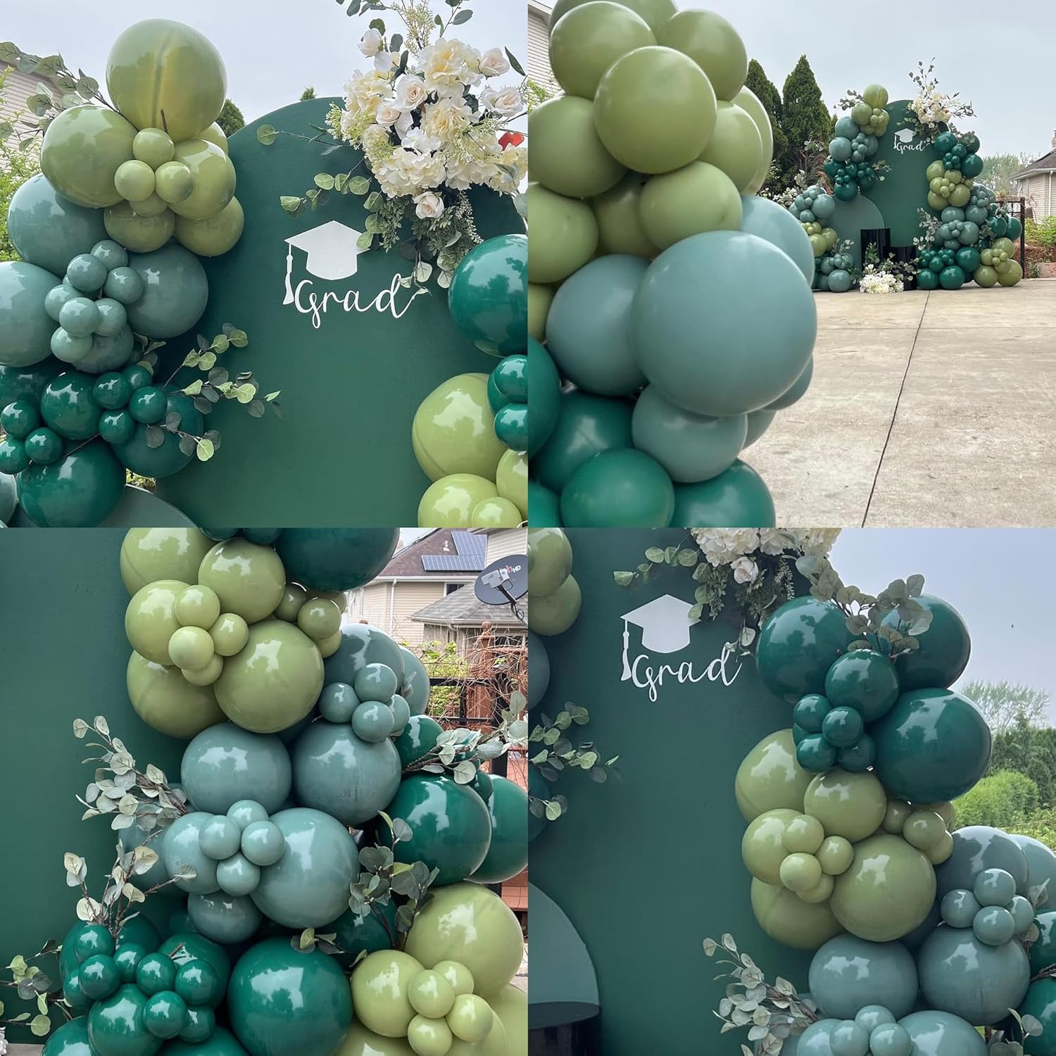 143Pcs Green Balloons Arch Garland Kit, with Dark Emerald Forest Hunter Green,Sage Green,Dusty Slate Teal Blue Balloon for Birthday Baby Shower Jungle Christmas Party Decorations