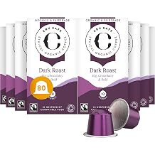 Cru Kafe Dark Roast Organic Coffee Pods, Nespresso Original, 80 Pods