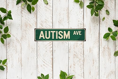 Miniatura 6 de Letreros de metal para pared con diseño retro de Autism Ave Street, 4 x 16 pulgadas
