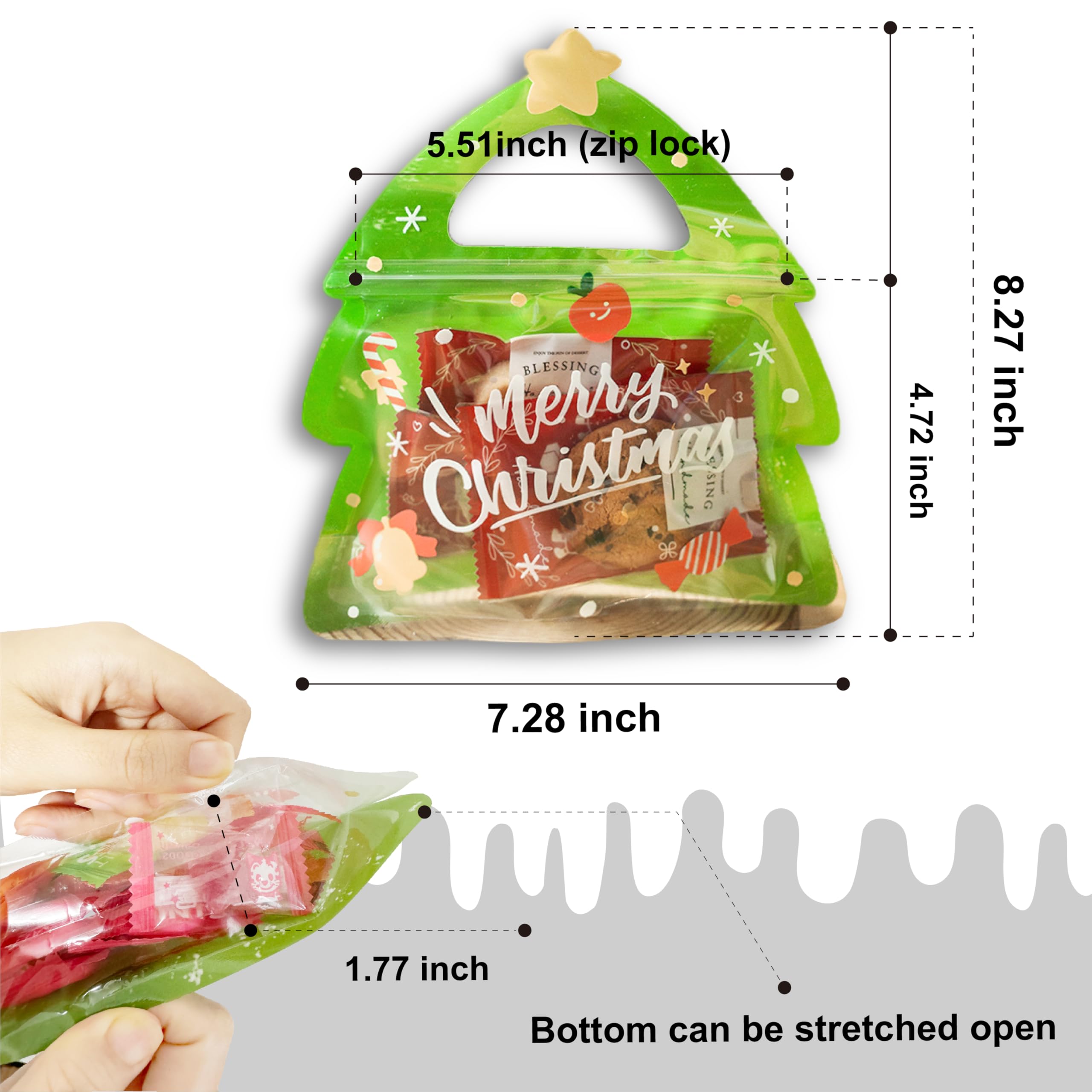 AOKELEON Bolsas de dulces para árbol de Navidad, 100 unidades (árbol de Navidad)