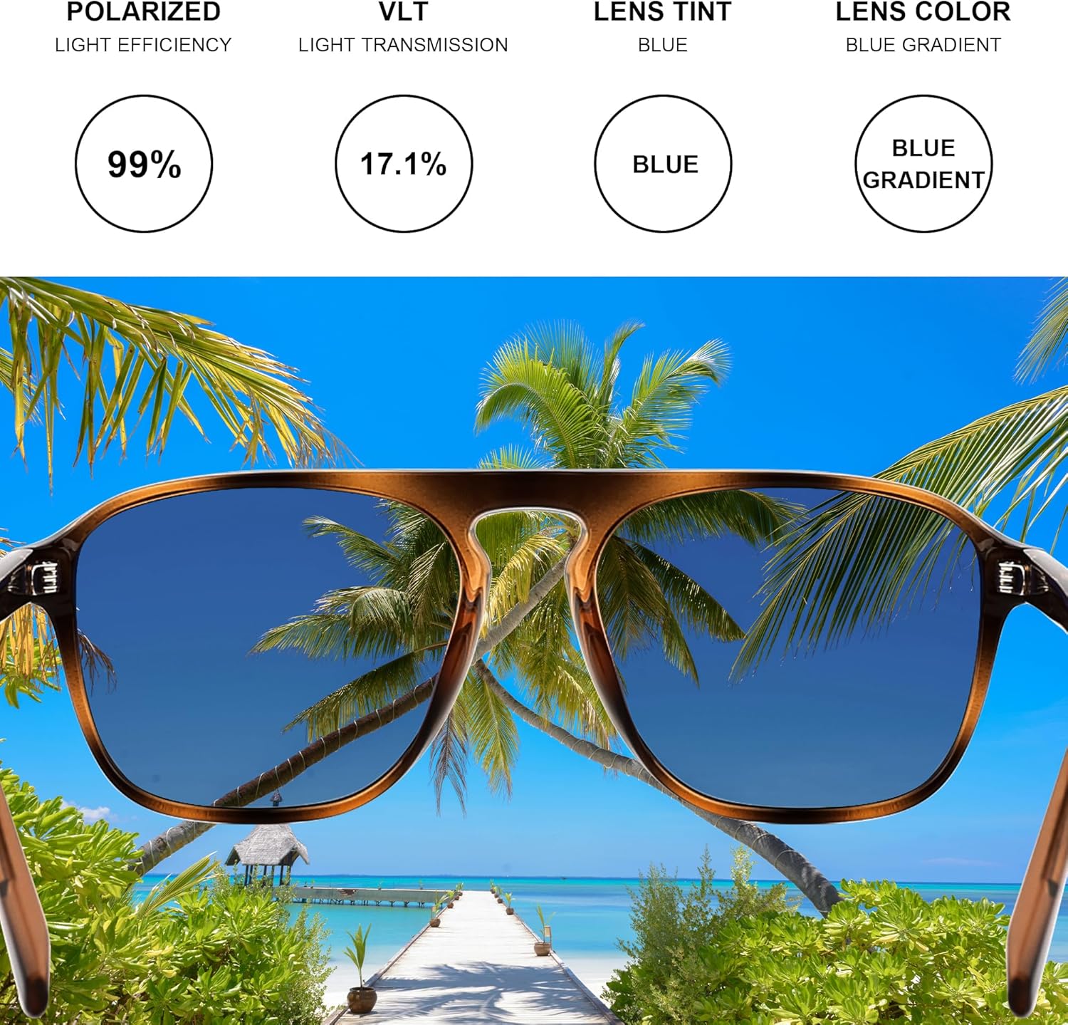 Polarized Modern Aviator One-Bridge Square Mens Stylish Sunglasses Driving Fishing UV Protection Shades - Image 4