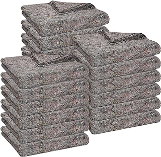 12 Pieces Moving Blankets Bulk 39 x 71 Inch Soft High Tensile Strength Cotton Fiber Packing Shipping Pads for One Time Moving High Tensile Strength Storage Blankets