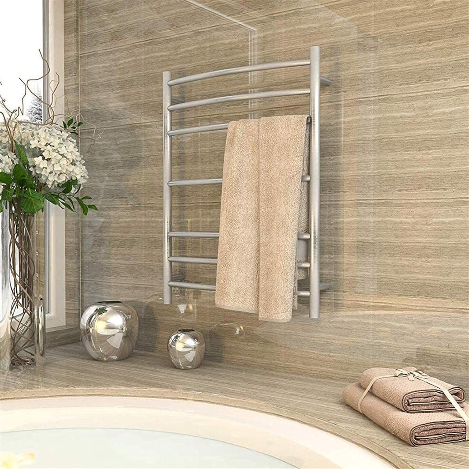 Heated Towel Rail Rails Electric Towel Warmer Towel Warmer Wall Mounted Towel Warmer Stainless Steel Electric Towel Rack Let You Not Feel The Wet and Cold of Towel (Color : Plu