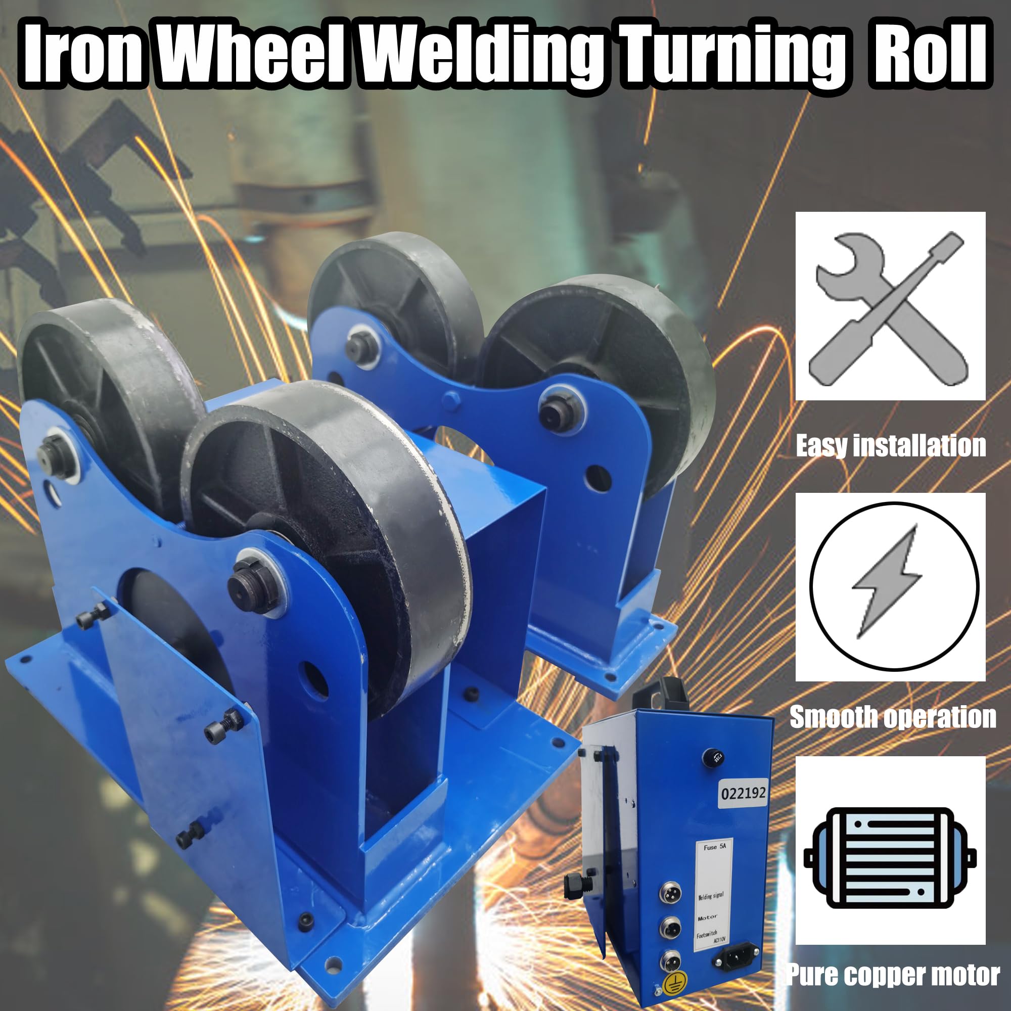 HQHAOTWU Welding Turning Roll Iron Wheel Turning Rolls Linkage Roller Rotary Welding Positioner Digital Welding Equipment Tank Welding Holder 110V with 1000KG Capacity for Pipeline Welding