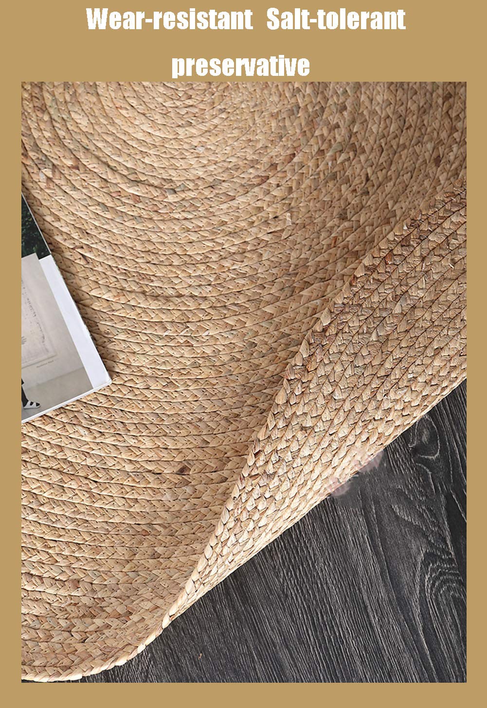 Moderne Non-Glissement Naturel Lavable Tapis De Zone,pour Le Salon Chambre Étude,Jute Tapis,Chambre Extérieurround Fibres Végétales Tapis-Brun Clair