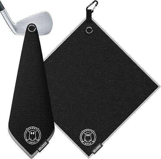 Athletic Works Magnetic Microfiber Golf Towel – Black Ultra-Absorbent Towel with Strong Magnet for Golf Bags & Carts