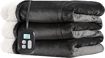 深灰色柔软法兰绒电热毯