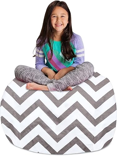 Miniatura 237 de Posh Stuffable - Sillón puff con almacenamiento para niños, contenedor de animales de peluche, organizador de juguetes de niños Lienzo Burbujas Azul