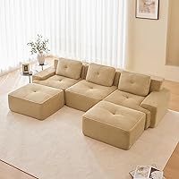 Vista 42 de Sofás modernos sin hueso de 152 pulgadas para sala de estar, sofá modular de pana, sofá modular camel, sofás de 4 plazas para sala de estar, sofás