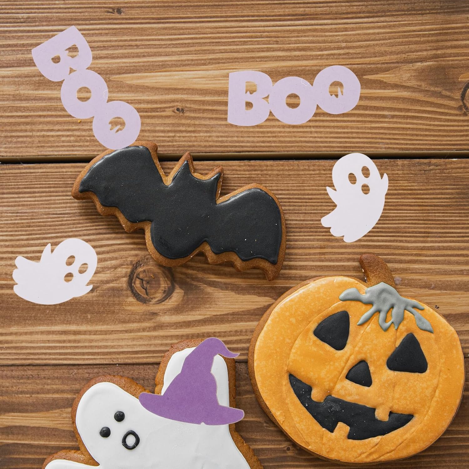 Operitacx Halloween Witch Hat Ghost Confetti 100pcs Purple Scatter Decorations for Halloween Party Table Decor and Spooky Scene Supplies
