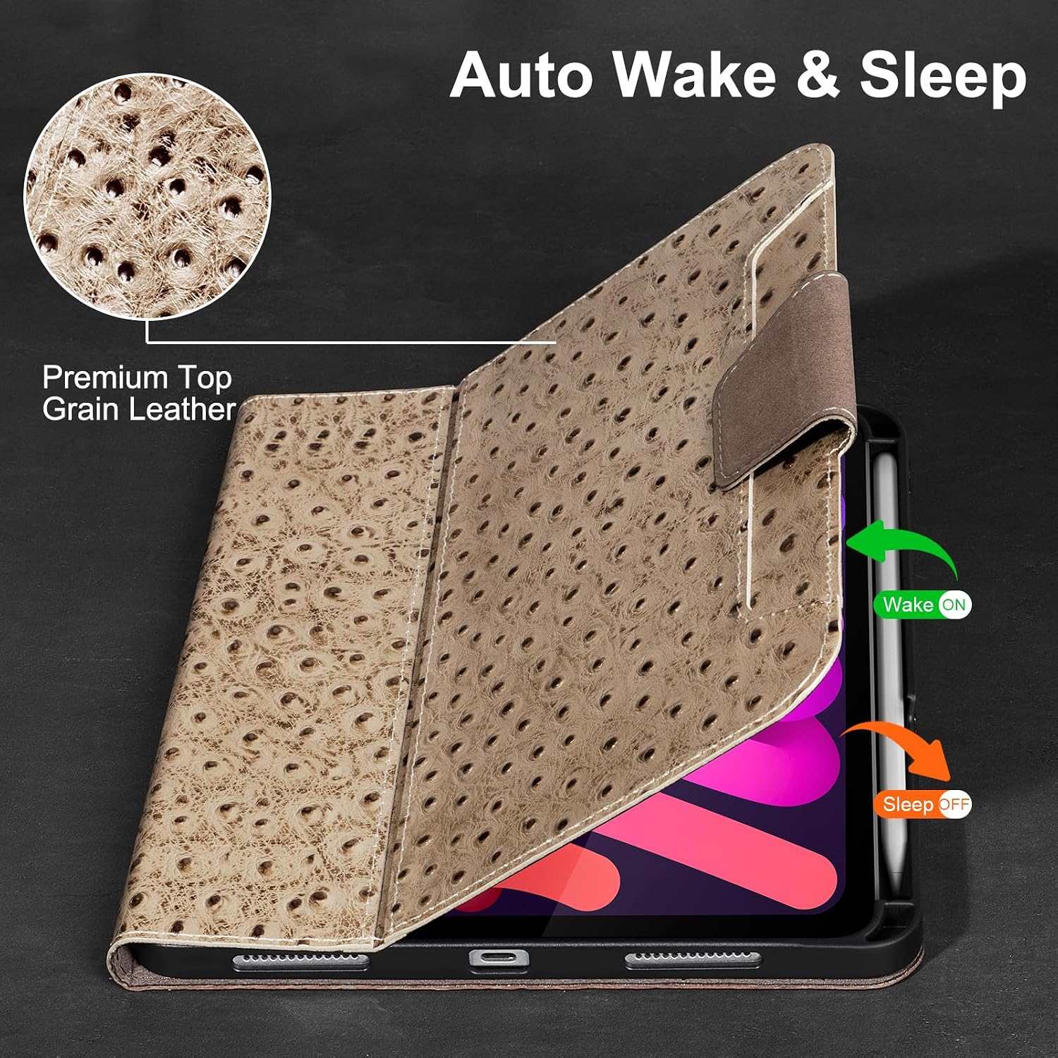 Gexmil Leather Case for iPad mini 7 A17 Pro/iPad mini 6 Gen 8.3 Inch image 3