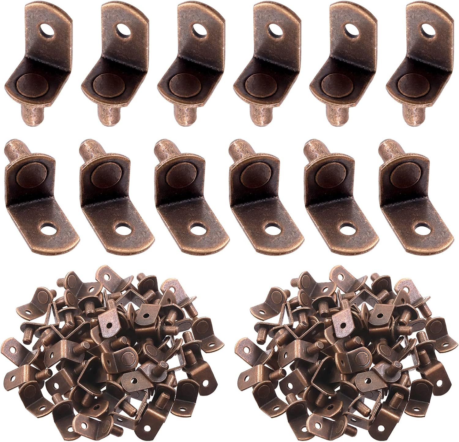 Swpeet 60 Pcs LShelf Pins, 6mm Red Bronze Support Pegs