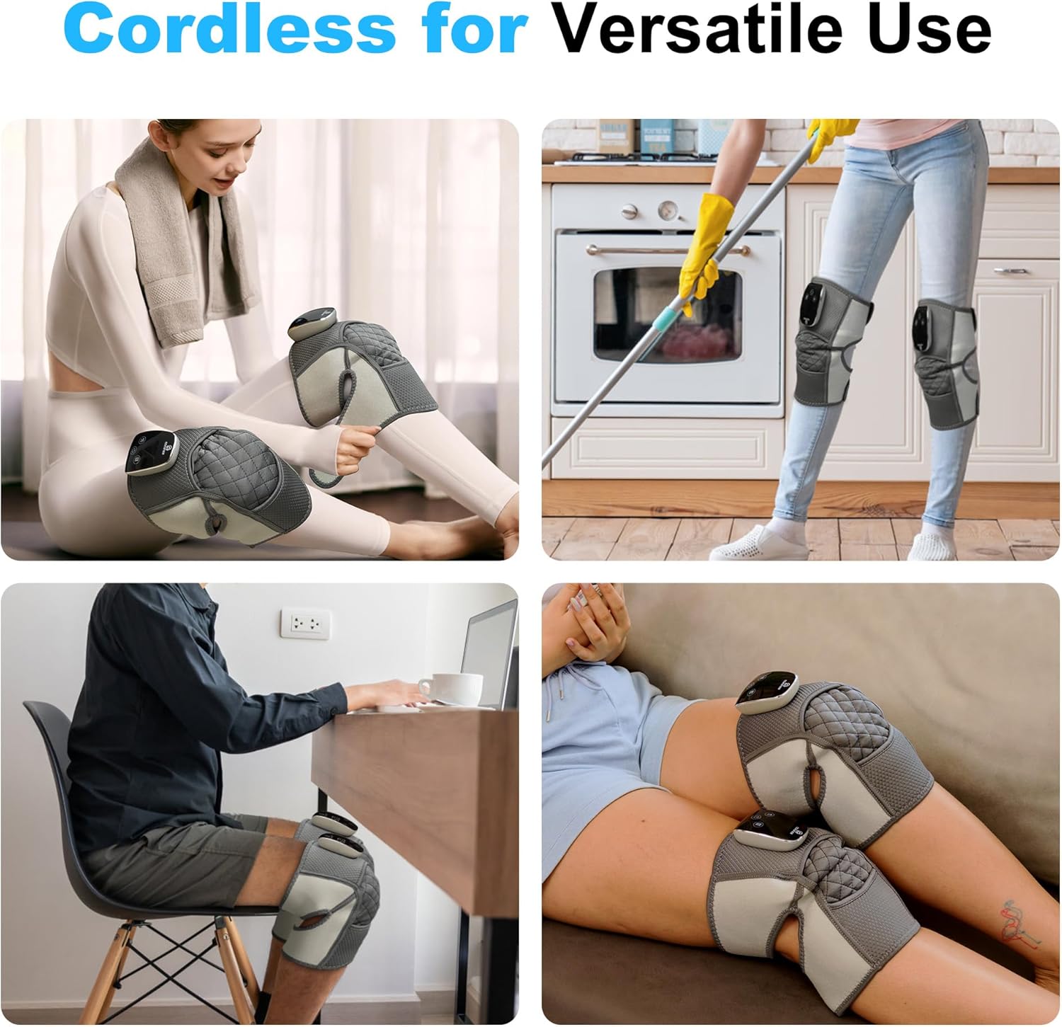 COMFIER Cordless Knee Massager with Heat, 3-in-1 Knee Heating Pad for Knee Pain, Vibration Knee Brace Wrap for Arthritis, Knee Warmer, Gifts for Men,Women (2 Pack)