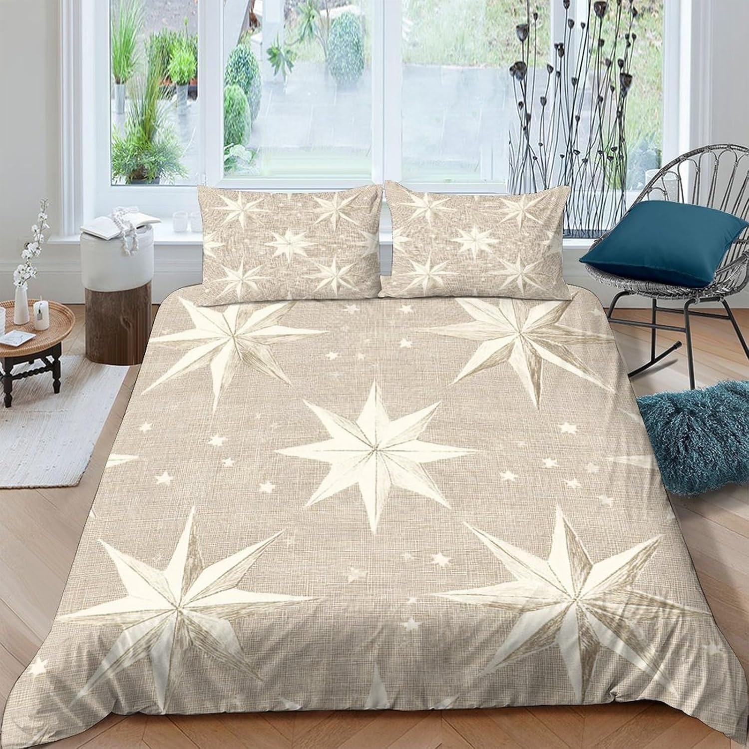 Housse de Couette 220x240 étoile pour changer facilement votre lit 2 personnes doux