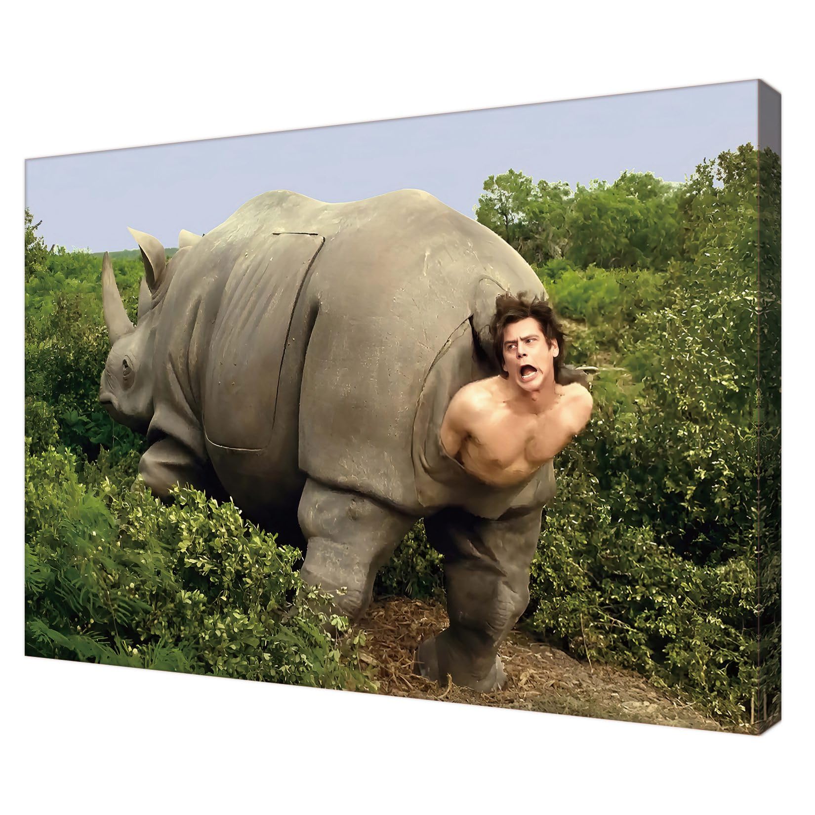 『Rhinocerous & Softcream』　アクリル画　ウッドパネル スクエアM（200mm角） クリアウッド フォトパネル｜アクリル×木製