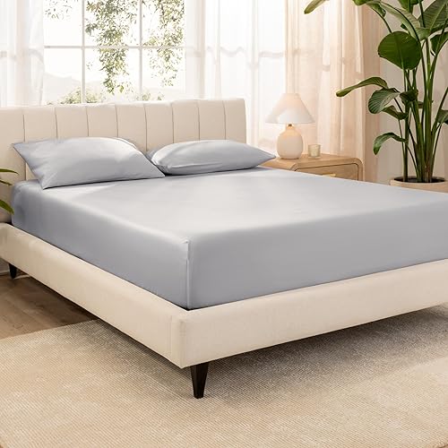 Miniatura 72 de Bare Home 100% Organic Cotton Sateen Fitted Sheet - Smooth Sateen Weave - Breathable & Cooling - Hotel Luxury - Durable Fitted Sheet - Deep Pocket