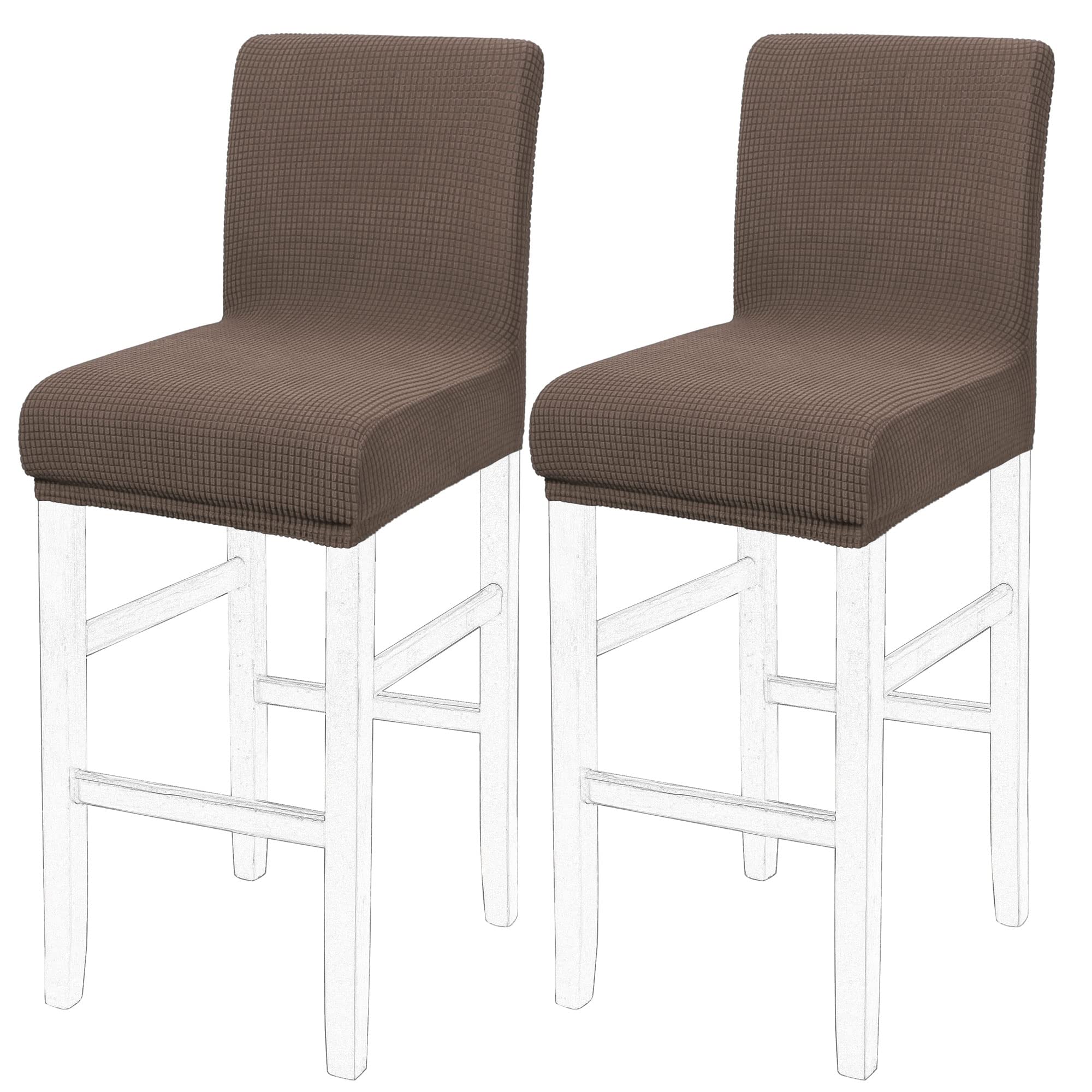 PiccoCasa Stretch Corduroy Bar Stool Covers 2 Pack Light Brown