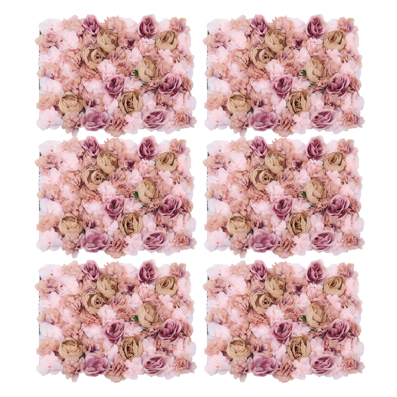 RainWeel 6 paneles de pared de flores artificiales para pared de flores, románticas rosas, 40 x 60 cm, para manualidades, fondo, fiesta, boda, decoración de habitación rosa