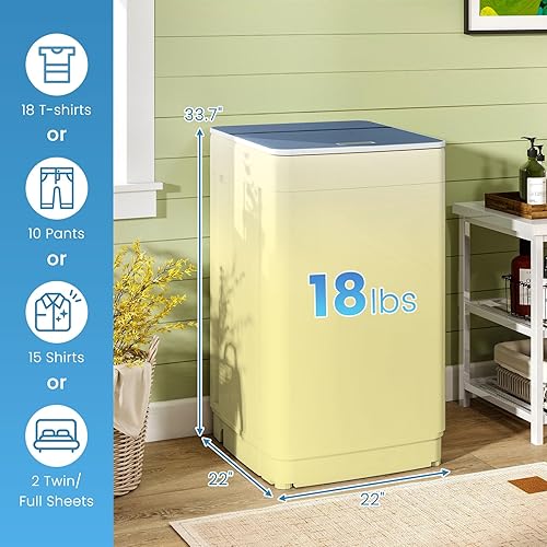 Miniatura 7 de Auertech Lavadora portátil, lavadora totalmente automática de 1.5 pies cúbicos con 7 programas, 4 niveles de agua, lavadora portátil para