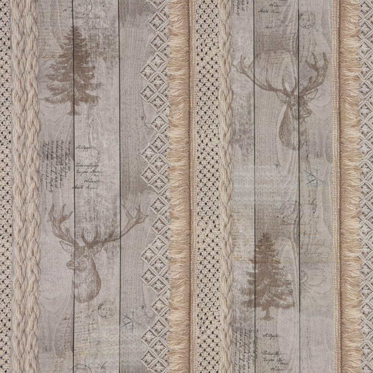 Tovaglia SCHÖNER LEBEN Con Cervo Intessuto, Beige/marrone/turchese, 100x100 Cm, Reversibile, Made In Germany