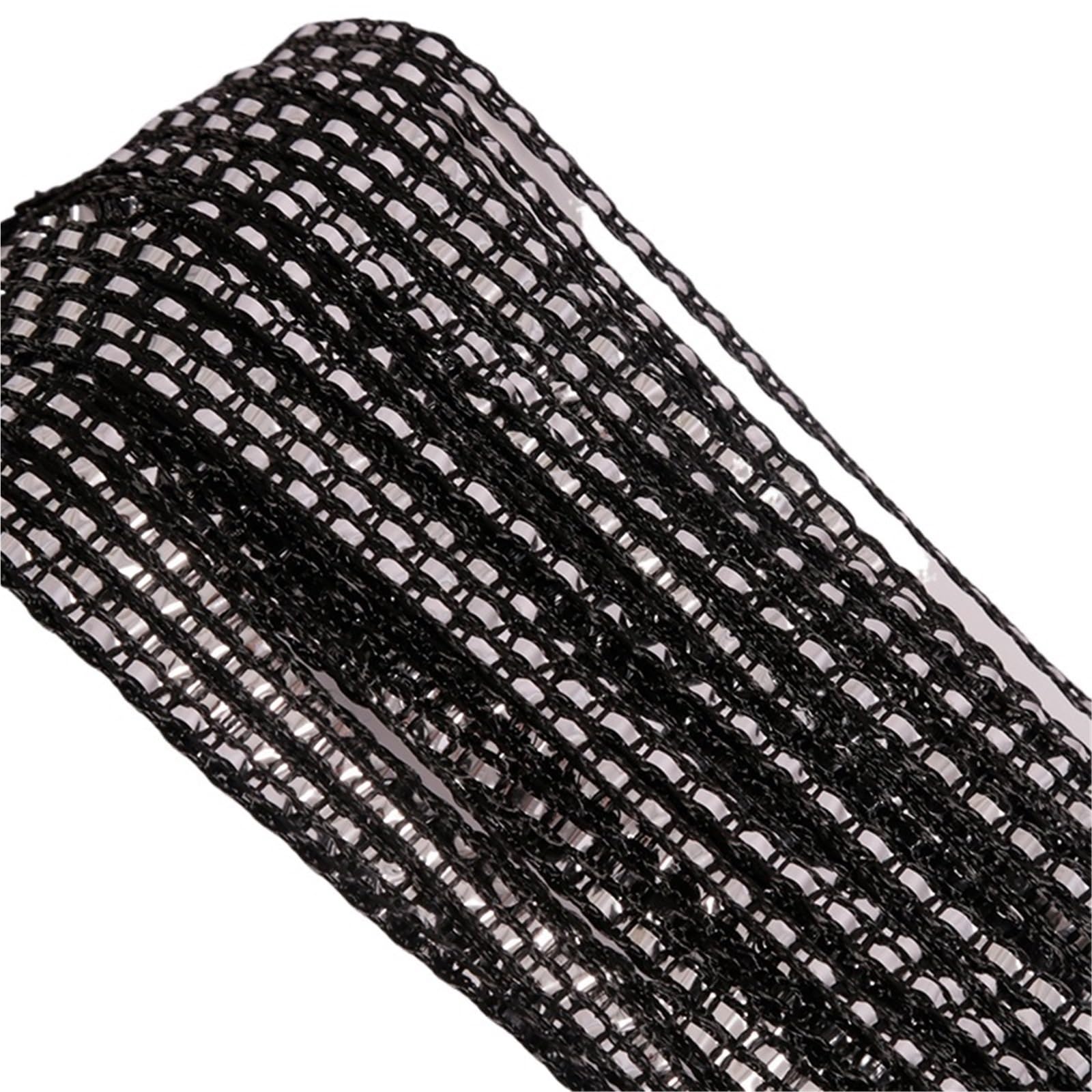 DFGBAPKBL beaded door curtain 1 Piece Silver Thread Glitter Rope Curtain Bead Decoration Room, Partition Beads Tassel Polyester Fabric For Living(Black)