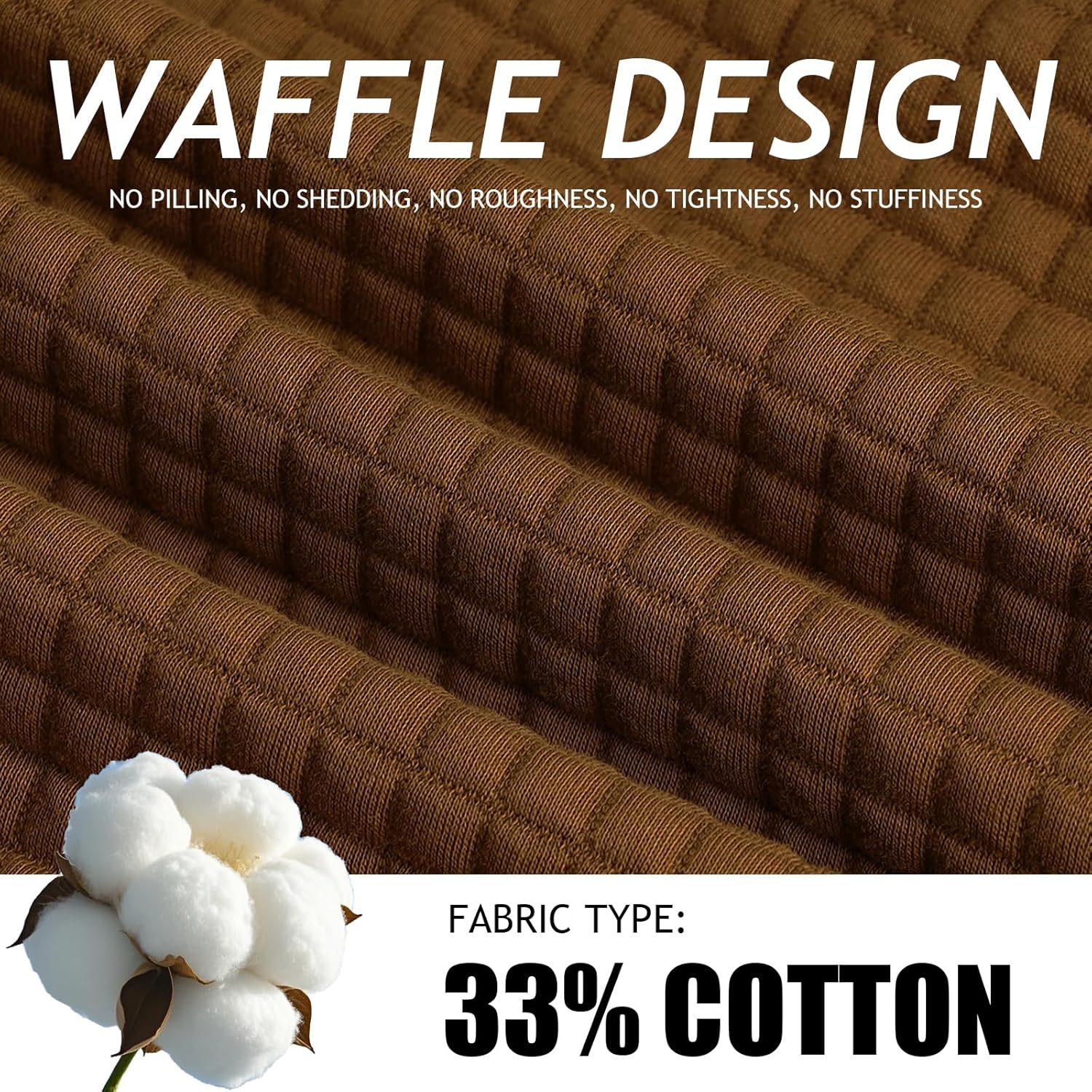 Womens Hoodies Casual Drawstring Waffle Pullover Fall Tops Loose Long Sleeve Hooded Sweatshirt with Pocket - Image 5